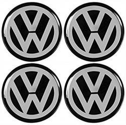 EUK hliníkové samolepky na středové krytky - Logo Volkswagen, černé, 65mm