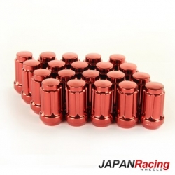 Japan Racing JN2 odlehčené matice na kola Short uzavřený konec - barva červená