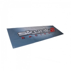 Skunk2 Racing vinylový banner - 150cm x 50cm, barva stříbrná
