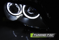 Tuning-Tec přední čirá světla LED Angel Eyes Black - BMW 3 E46 Sedan / Kombi (01 - 05)