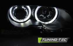 Tuning-Tec přední čirá světla LED Angel Eyes Black - BMW 3 E46 Coupe / Cabrio (99 - 03)