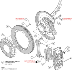 Willwood AERO6 Big Brake Truck Front Brake Kit 6-pístkové přední brzdové třmeny, brzdové destičky a plovoucí kotouče - Toyota Land Cruiser J200 (08 - 15)